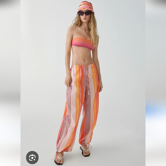 Mango Multicolor Striped Wide Leg Pants - Picture 1 of 9